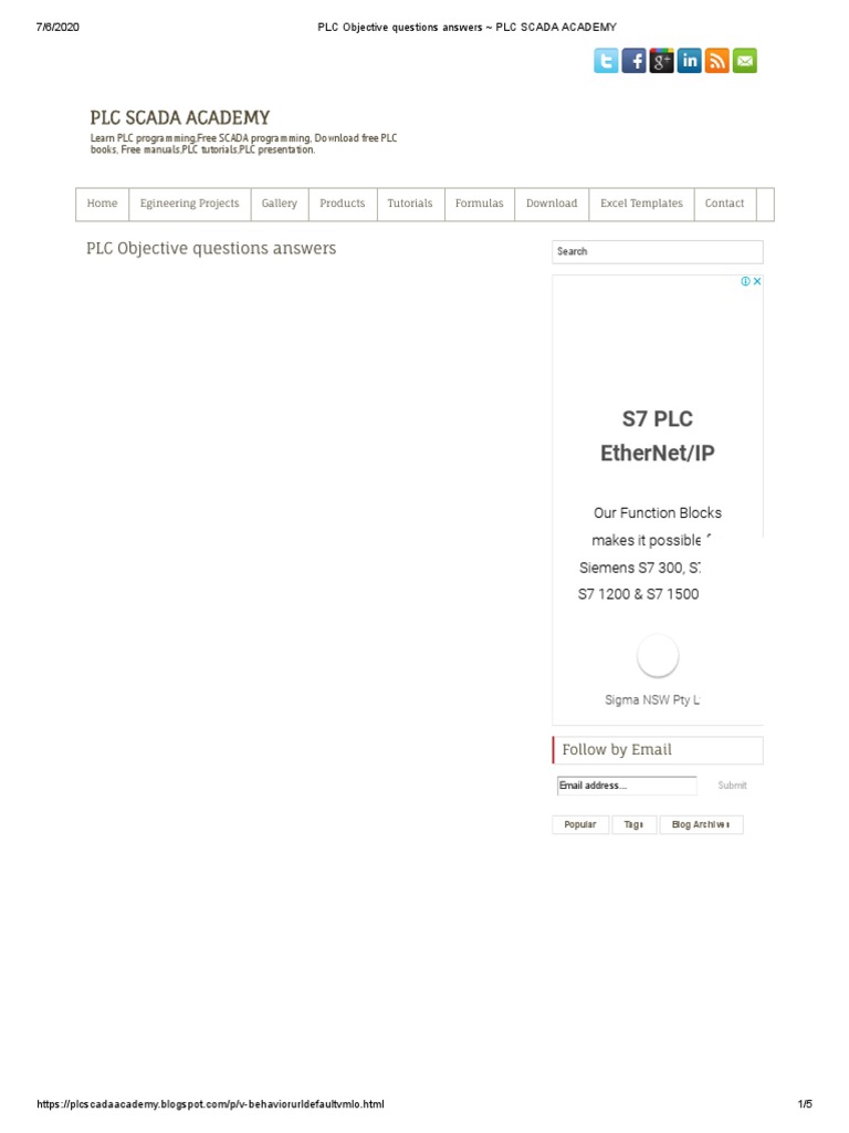 PLC Objective Questions Answers PLC SCADA ACADEMY PDF