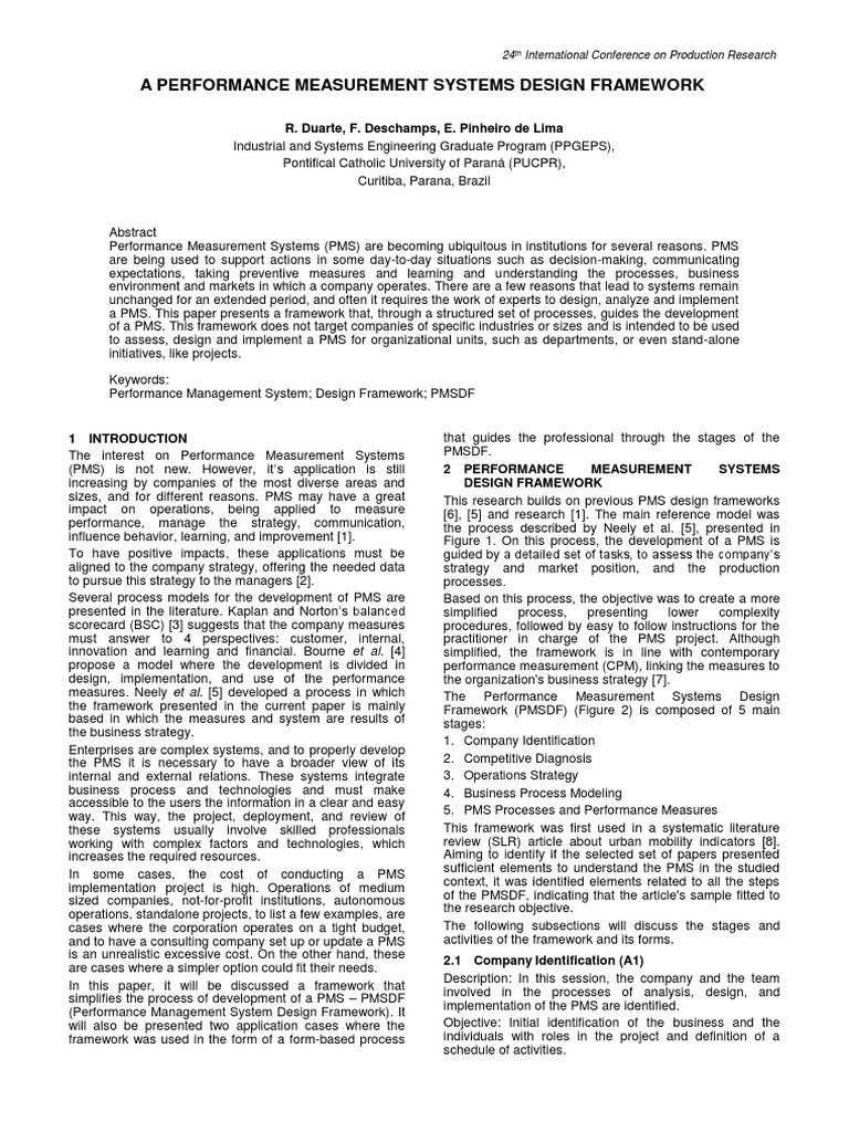 Performance Measurement Systems Framework | PDF | Strategic Management ...