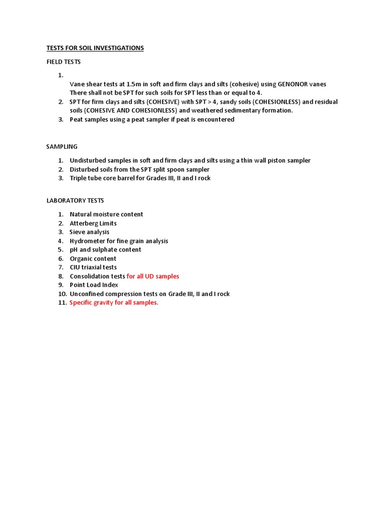 Soil Investigation Testing Methods | PDF