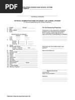 Physical Examination Form Sheet Blank PSHS