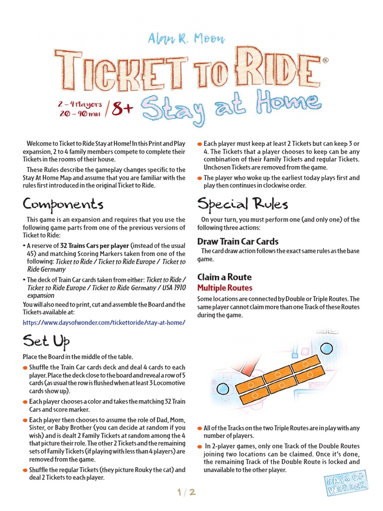Ticket to Ride: Stay at Home Rules | PDF | Kitchen | Gaming