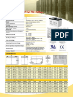 RA12-75 Battery Specification Sheet - Top Rated 12V 75Ah AGM Battery for UPS, Telecom, Medical Equipment