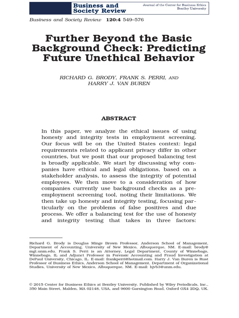 Further Beyond The Basic Background Chec PDF | PDF | Background Check ...