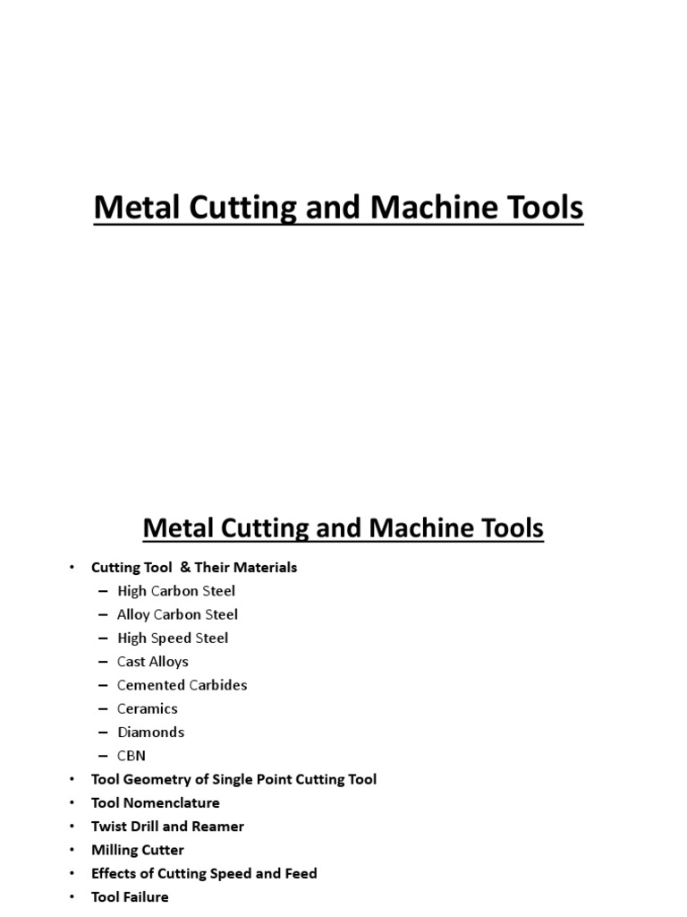 Metal Cutting and Machine Tools PDF Machining Steel