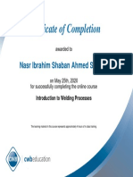 Certificate of Welding Processes