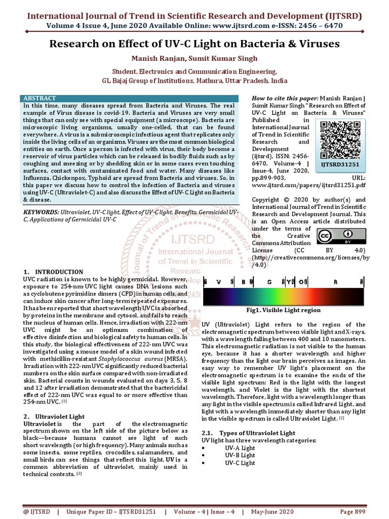 Research On Effect of UV C Light On Bacteria and Viruses | PDF ...