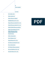 Indian Pharma Companies List