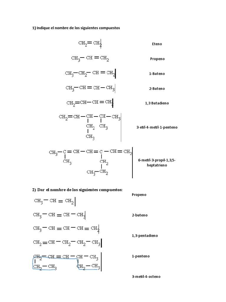Alcanos Alquenos Y Alquinos Respuestas Pdf Alqueno Quimica Organica