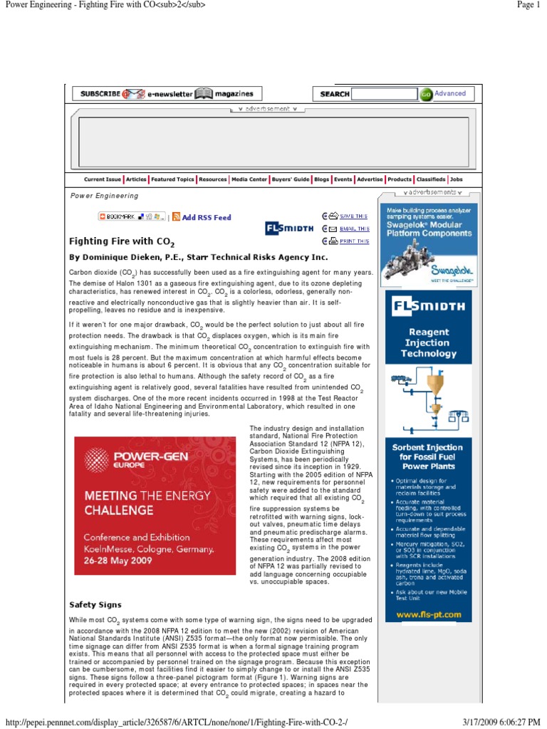 Fighting Fire With CO: by Dominique Dieken, P.E., Starr Technical Risks ...