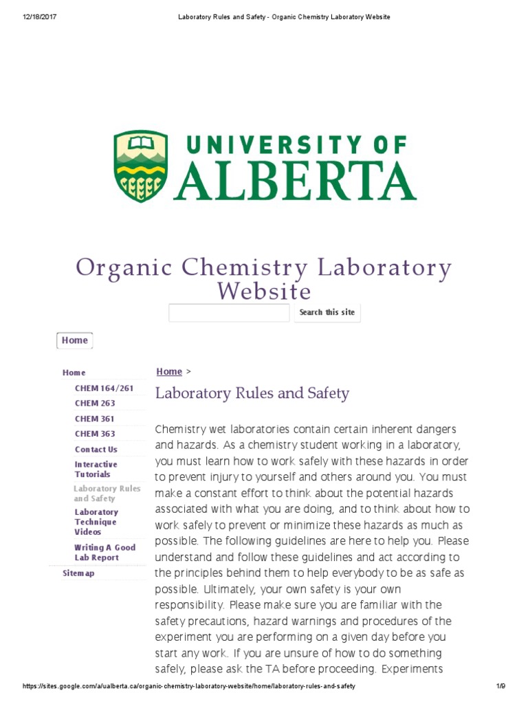 Laboratory Rules and Safety PDF Burn Laboratories