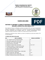 REVISED - TANGAZO LA MATOKEO YA TDL 2019 Final