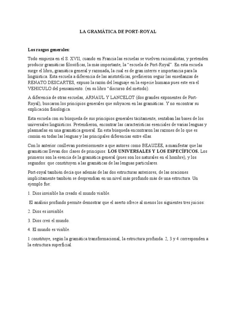 La Gramática de PortRoyal PDF Analogía Verbo
