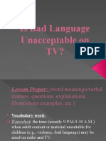 Is Bad Language Unacceptable On TV Activity