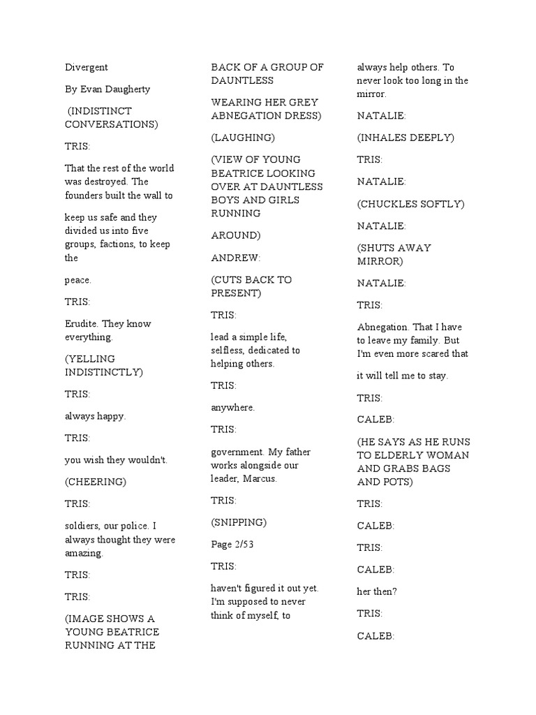Divergent Movie Script Excerpts | PDF