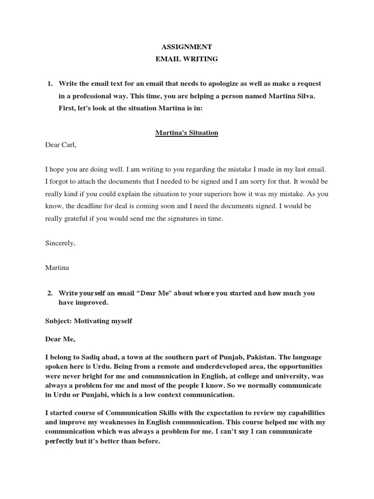 Osama Aadil Saadi - Assignment 2 (Email Writing) | PDF
