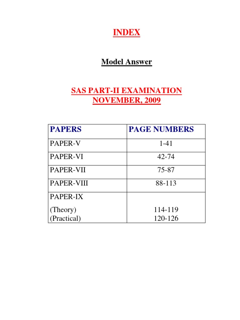 SAS Exam November 2009 - Paper V Guide | PDF | Audit | Specification ...