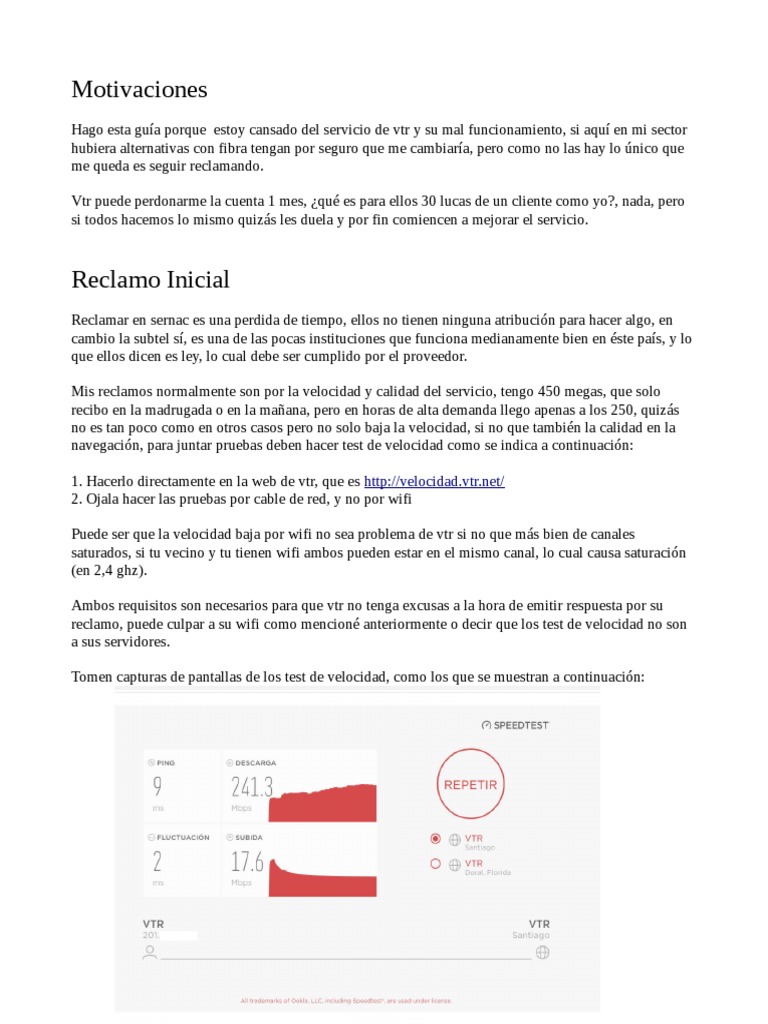 Guia Reclamo Vtr Pdf Internet Informatica Y Tecnologia De La Informacion