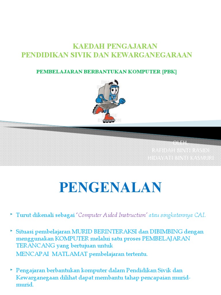 Kaedah Pengajaran Pendidikan Sivik Berbantukan Komputer Pdf