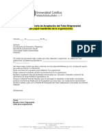 Modelo de carta de aceptación tutor empresarial