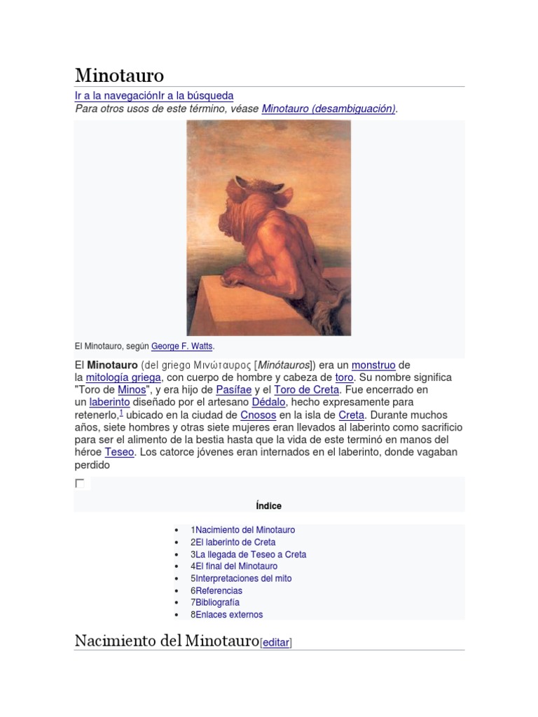 Minotauro | PDF | Minotauro | Mitología griega