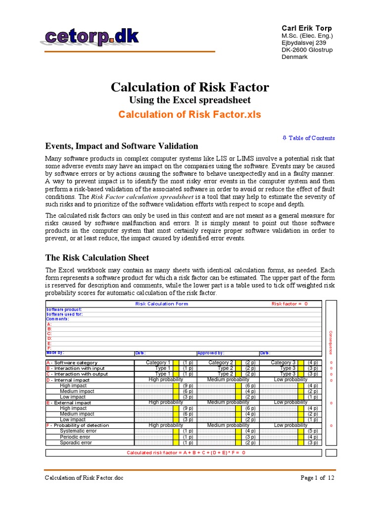 Calculation of Risk Factor | PDF | Risk | Verification And Validation