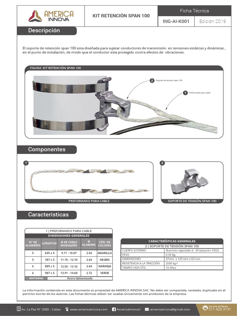 Ficha Técnica del Kit Retención Span 100 | PDF | Rieles | Materiales de ...