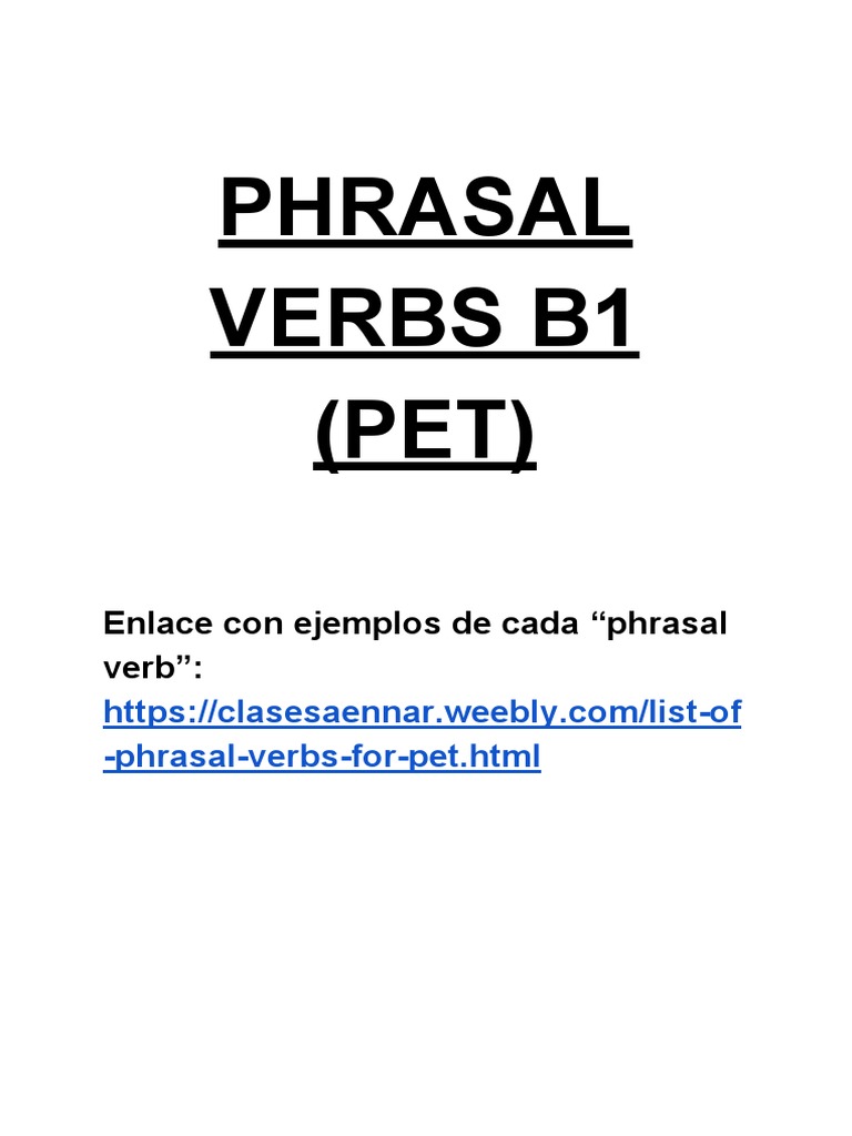 Lista de Phrasal Verbs B1 PDF | PDF