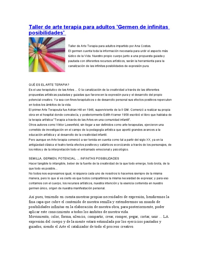 Taller de Arte Terapia para Adultos | PDF | Creatividad | Vida