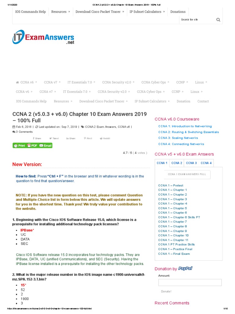 Ccna 2 Chapter 10 Exam