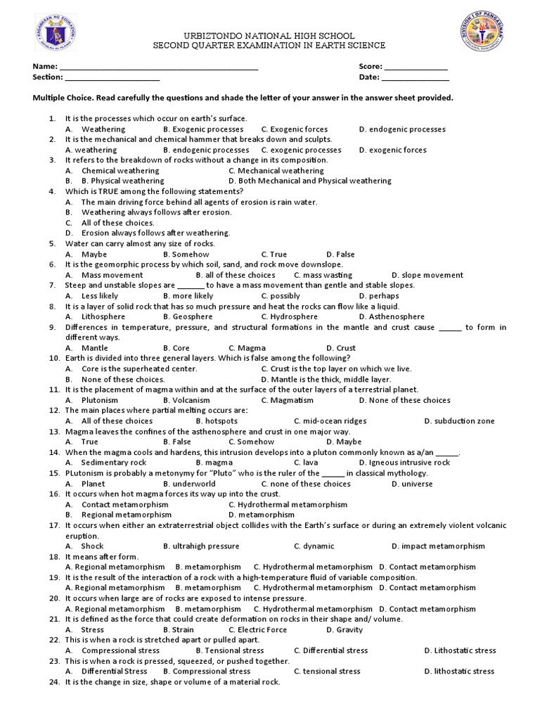 Earth Science Final Exam Review | PDF | Magma | Plate Tectonics