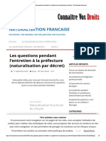 Les Questions Pendant L'entretien À La ... Par Décret) - Naturalisation Francaise