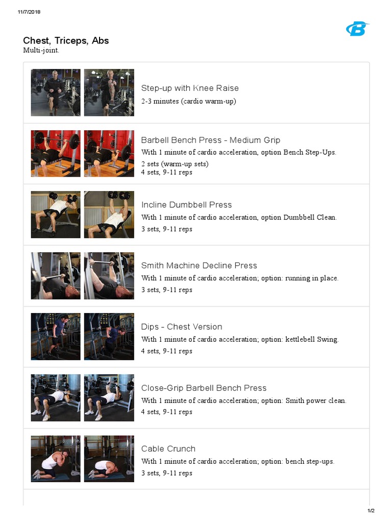Chest & Triceps Workout Routine | PDF