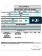 Certificado de qualidade para tubo e perfil de aço