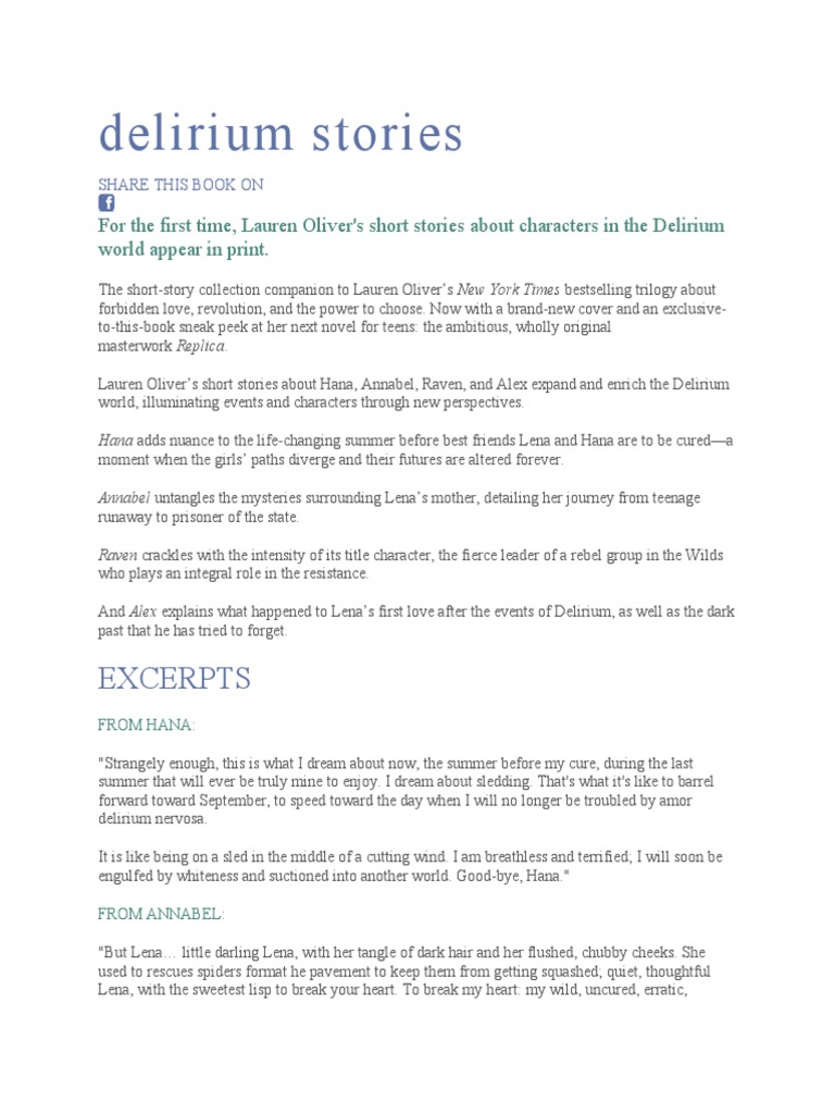 Delirium Stories | PDF