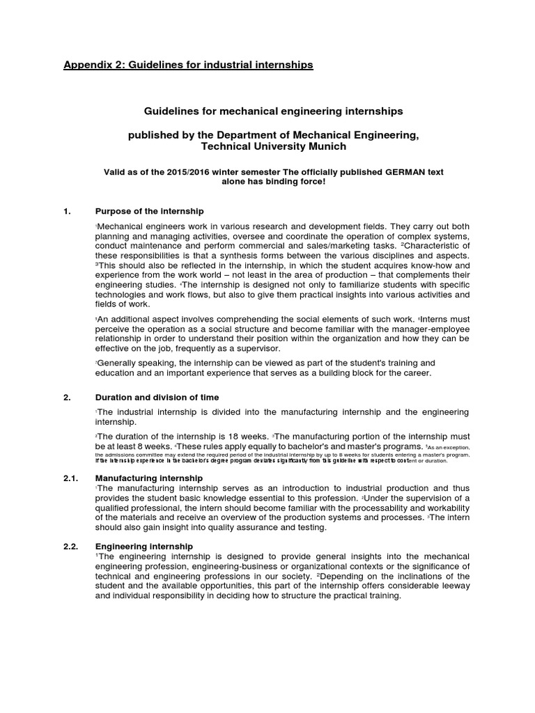 Appendix 2: Guidelines For Industrial Internships | PDF | Internship ...