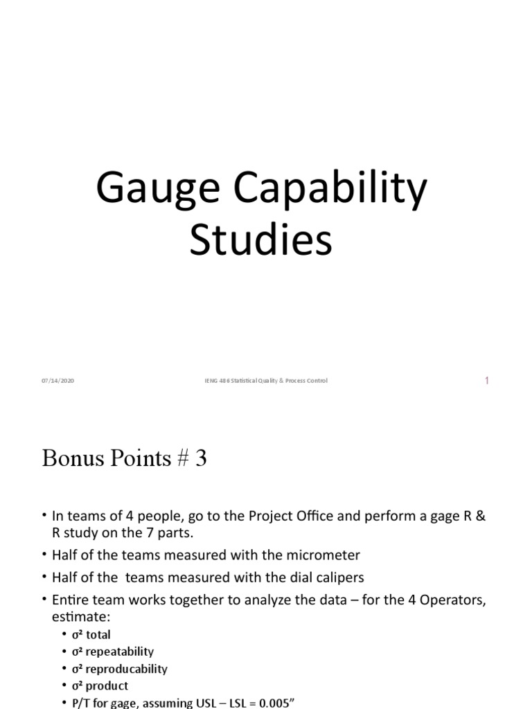 Gage Capability Study and Analysis | PDF | Errors And Residuals ...