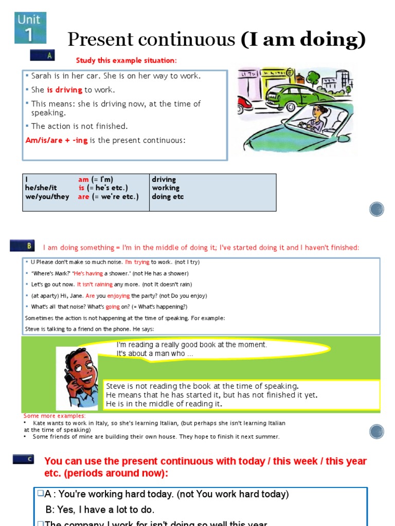 01 Present Continuous I Am Doing Pdf English Language