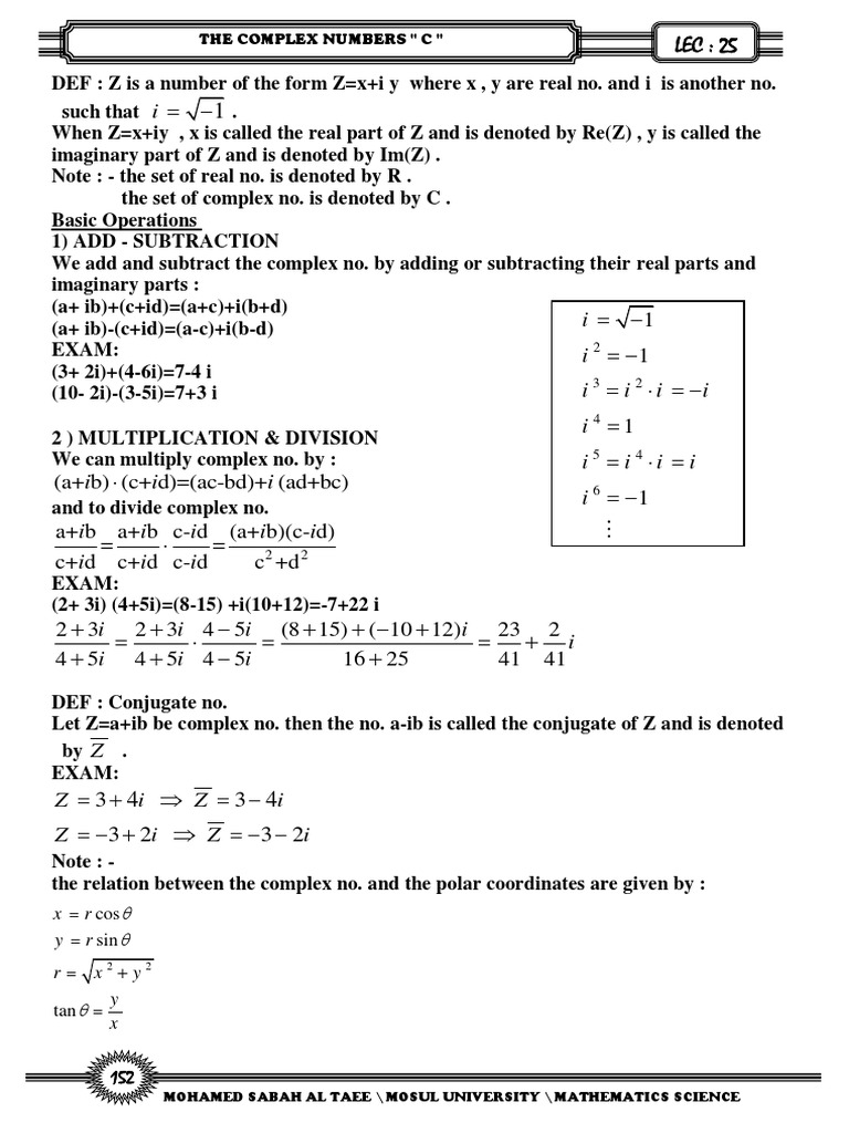 Lec 25 | PDF | Complex Number | Trigonometric Functions