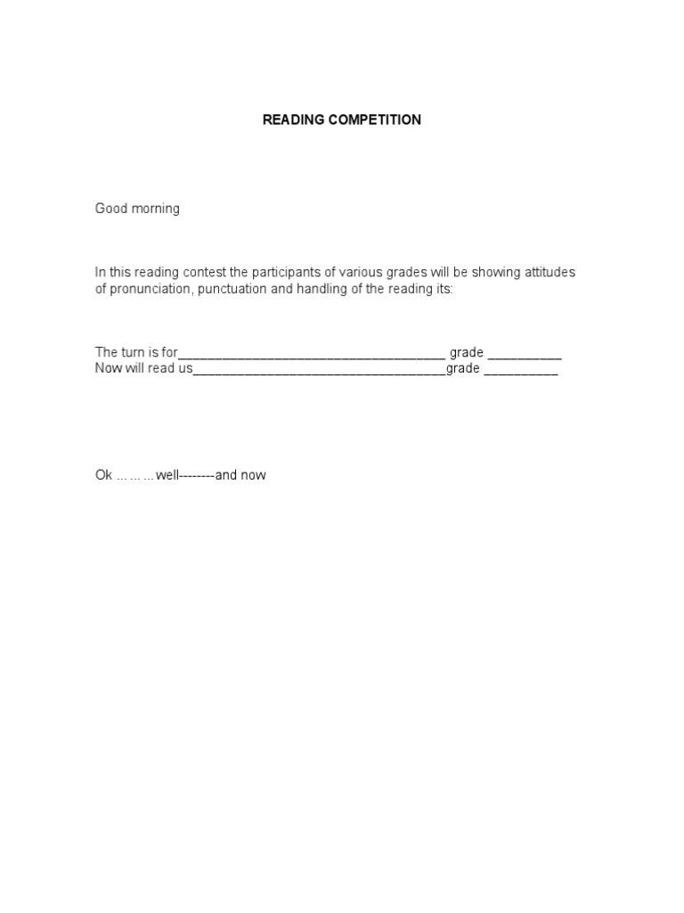 Good Morning: Reading Competition | PDF