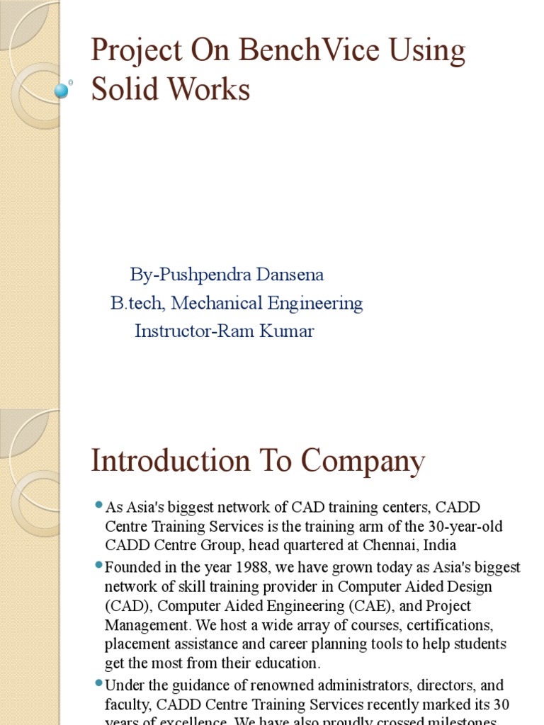 Bench Vice Project in SolidWorks | PDF | Computer Aided Design | Auto Cad