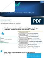 Homework 2. Unit 1 Simultaneous Actions in The Past: Technological University of Morelia