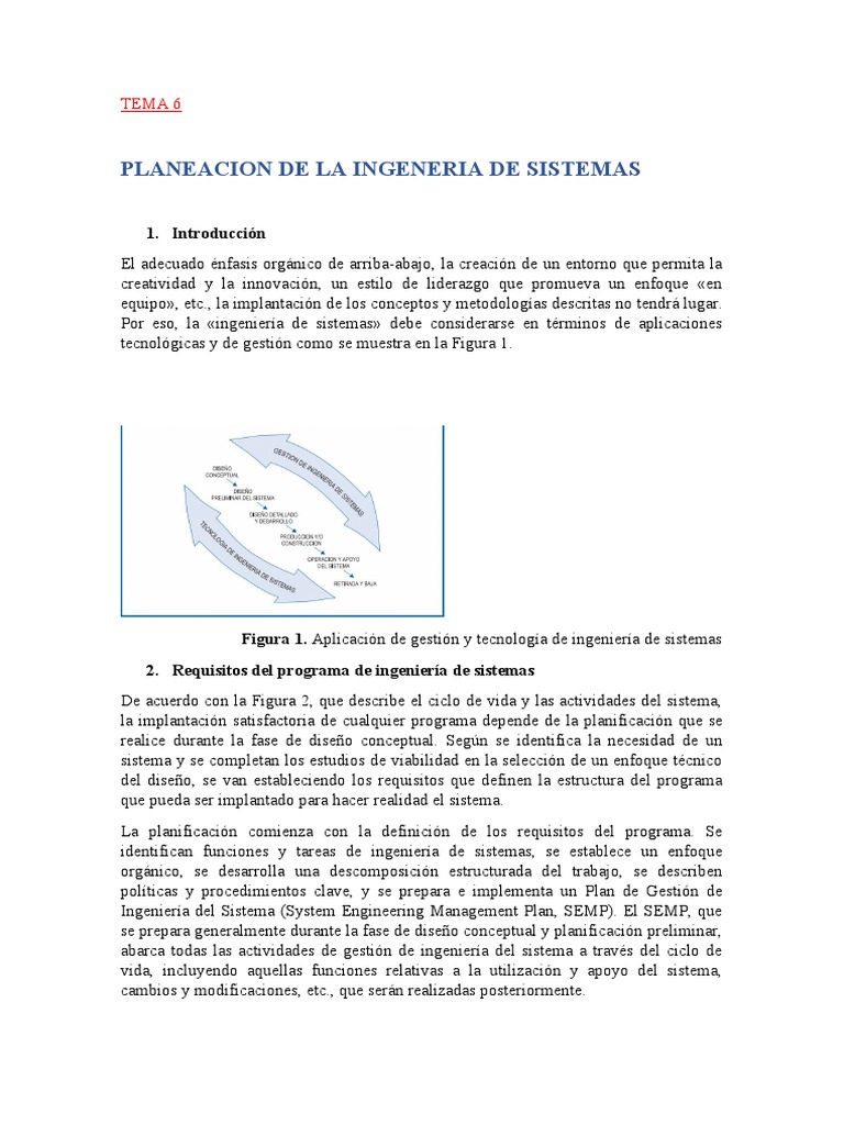 Planificación en Ingeniería de Sistemas | PDF | Ingeniería de Sistemas ...