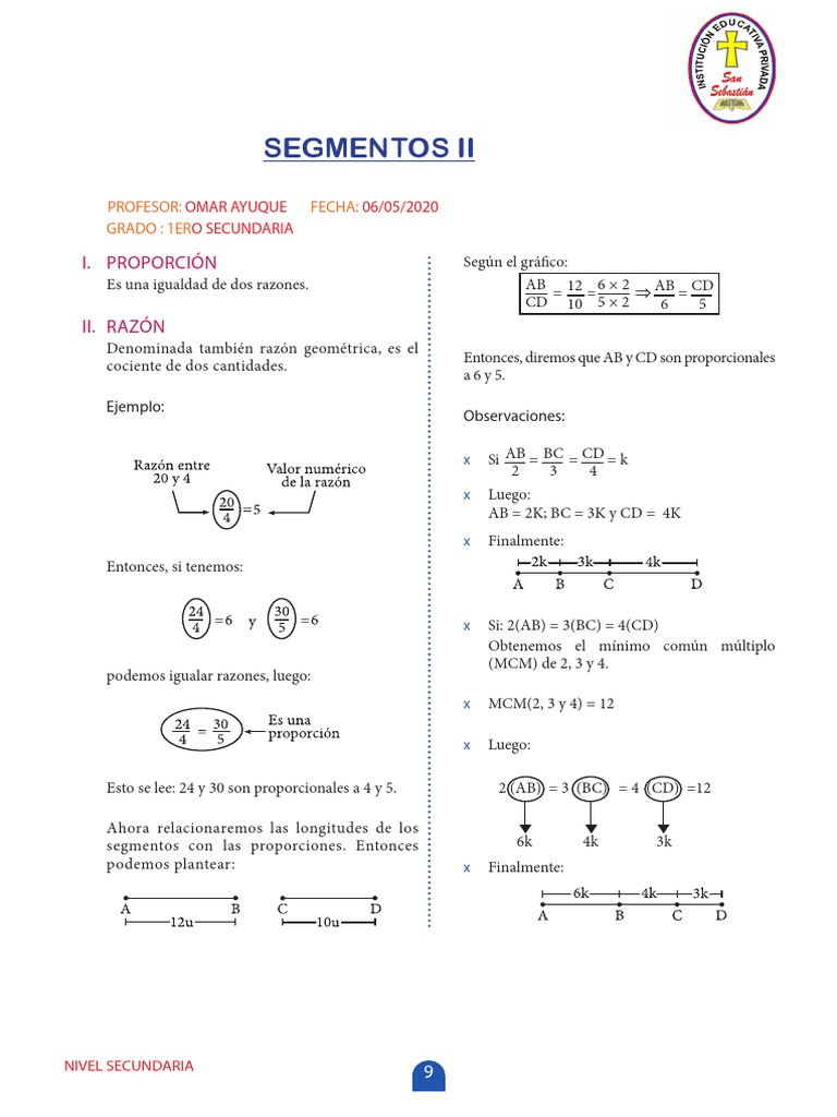 Ejercicios de Segmentos para Secundaria | PDF | Enseñanza de matemática
