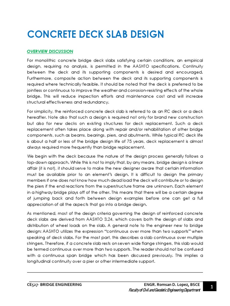 Concrete Deck Slab Design Overview | PDF | Bridge | Structural Load