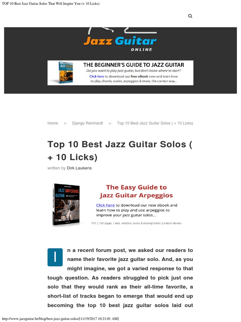 TOP 10 Best Jazz Guitar Solos That Will Inspire You (+ 10 Licks) | PDF ...