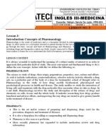 Ingles Iii-Medicina: Guide Lesson No. 5 Lesson 3: Introduction Concepts of Pharmacology