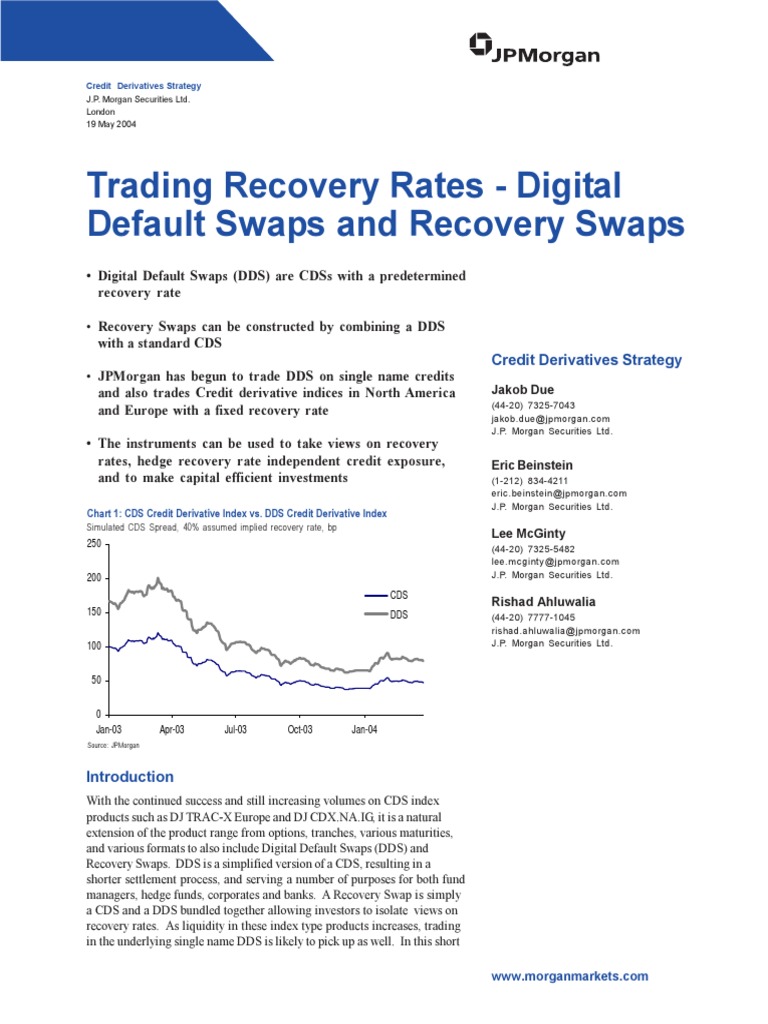 JP Trading Recovery Rates Digital Default Swaps and Recovery