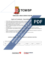 TCMSP Agente de Fiscalizacao Administracao FOLHA DE RESPOSTAS