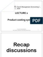 Product Costing Systems:: Cost & Management Accounting 1, SEMESTER 1, 2020