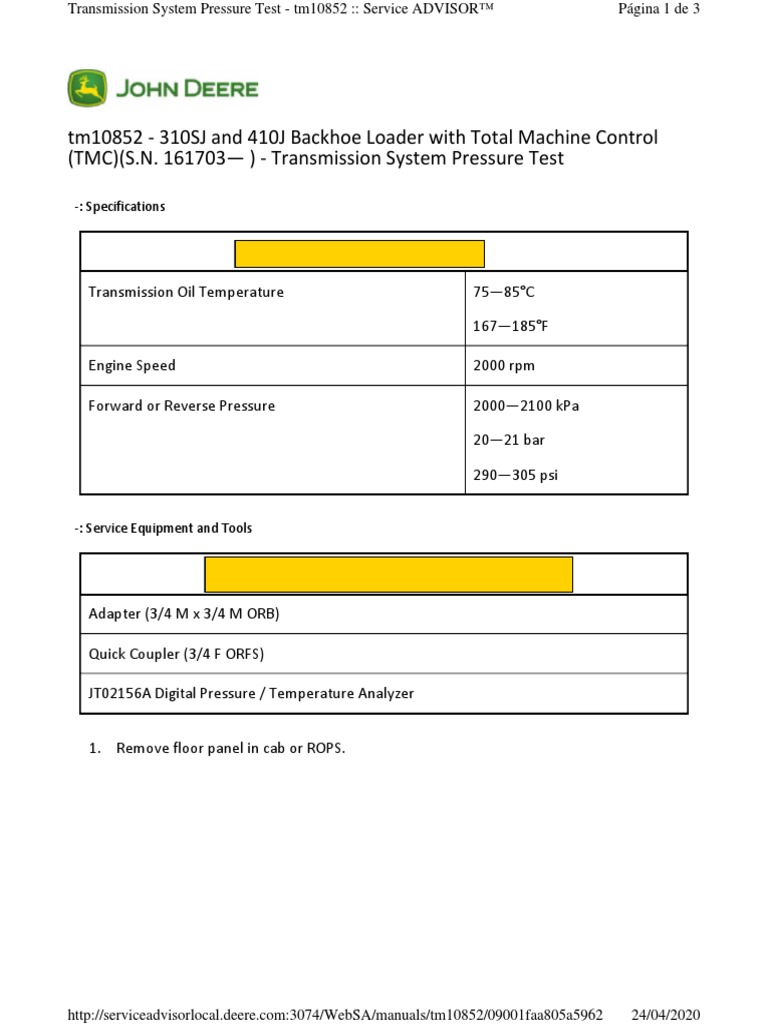 Transmission System Pressure Test | PDF | Transmission (Mechanics ...